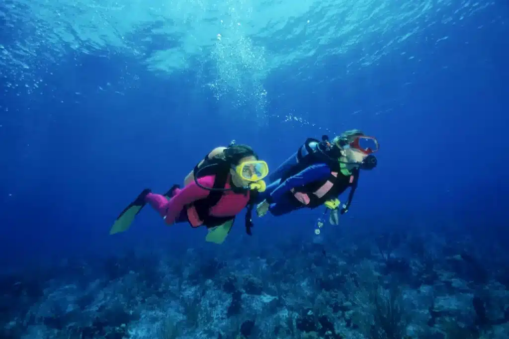 Divers Diving underwater at Palau Diving